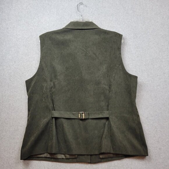 Vintage Talbots Vest Womens Large Green Button Front Microfiber Stretch … - Picture 8 of 11